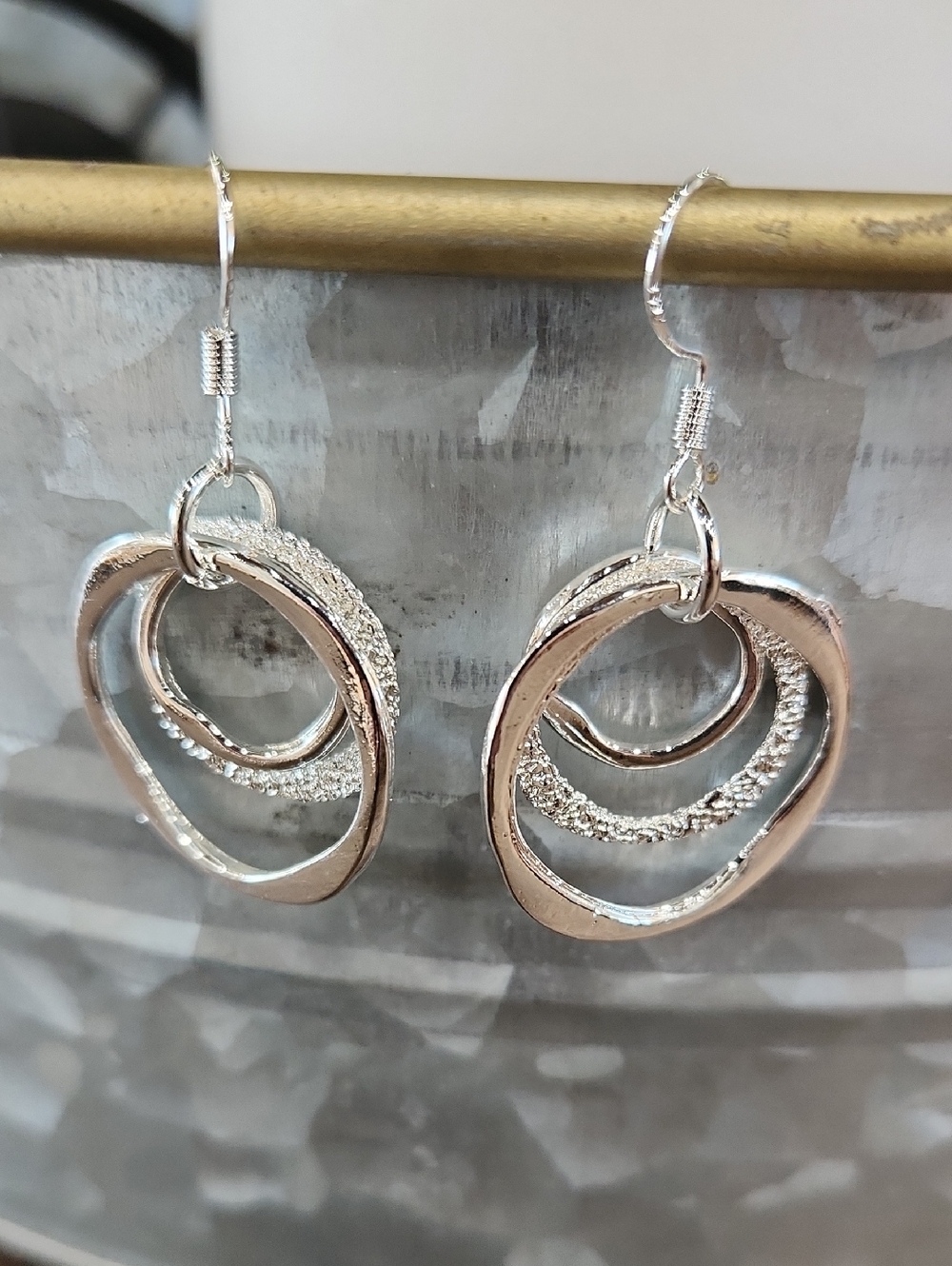 Silver Multi-Ring Dangle Earrings - Women Jewelry